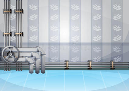 卡通矢量插图水管墙与分离层