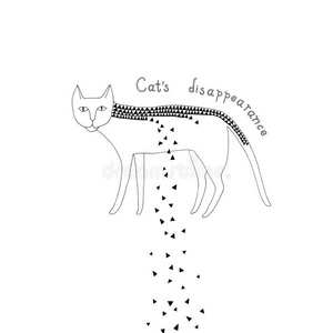 由三角形组成的猫的手绘插图。