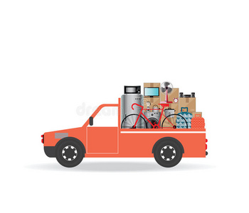 传送 汽车 移动 机器 进口 卡车 分布 行业 商品 插图