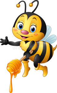 卡通蜜蜂拿着蜂蜜北斗七星