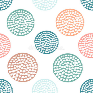 彩色纹理圆形无缝图案,蓝色,粉红色,橙色,绿色圆形格栅圆点照片