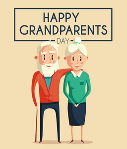 假日 祖母 拥抱 卡通 奶奶 性格 老年人 夫妇 乐趣 家庭