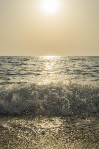 天空 太阳 反射 日落 肖像 海滩 海岸 浪漫的 波浪 夏天