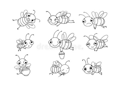 插图 幸福 微笑 自然 快乐 卡通 昆虫 花粉 传粉 蜂蜜