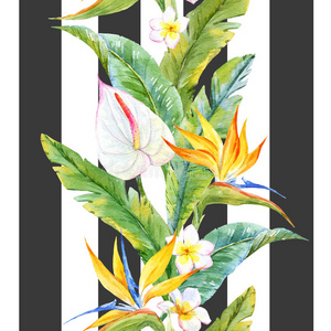 自然 丛林 棕榈 时尚 艺术 阿罗哈 红掌 兰花 天堂 插图
