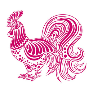 公鸡 农场 羽毛 插图 首领 日历 中国人 卡通 要素 邮件