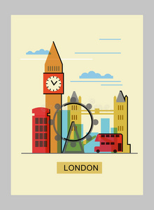 偶像 英国 轮廓 旅行 要素 艺术品 插图 建筑学 英语