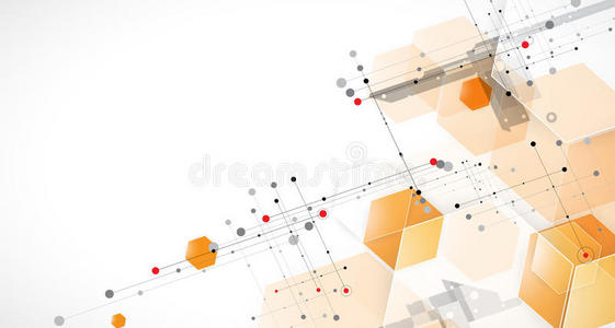 抽象六边形背景。 技术极化设计。 数字未来主义极简主义