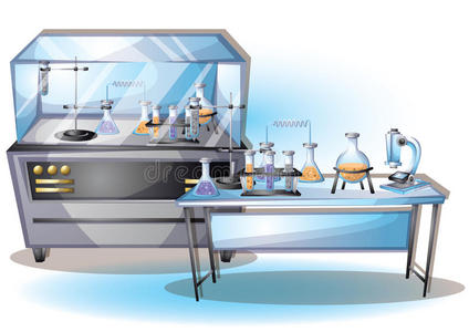 卡通矢量插图实验室内部房间与分离层