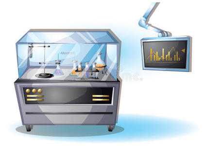 卡通矢量插图实验室内部房间与分离层