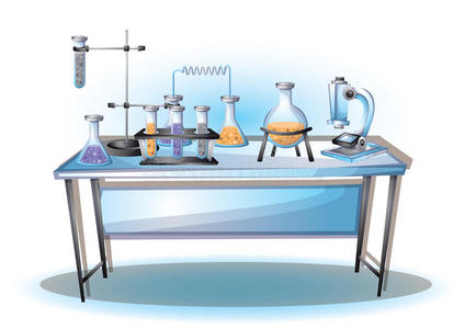 卡通矢量插图实验室内部房间与分离层