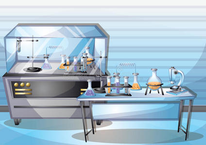 卡通矢量插图实验室内部房间与分离层