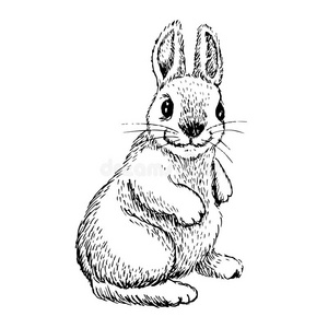 小白兔简笔画黑白图片