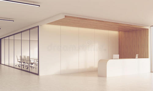 滤波器 空的 嘲弄 家具 商业 书桌 走廊 建筑学 插图