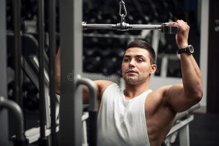 健身房 装置 健身 大厅 运动 男人 持有 肌肉 运动员