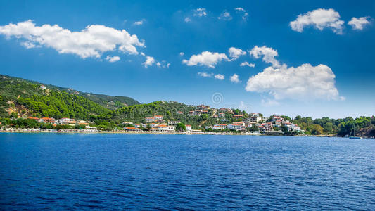 城市 爱琴海 全景图 建筑 海滩 希腊语 地中海 假日 海滨