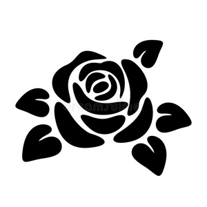 玫瑰的黑色轮廓. 矢量插图.照片
