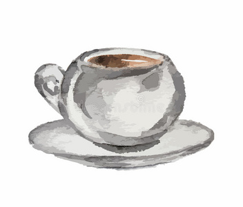 杯子 卢布 咖啡馆 污点 绘画 插图 早餐 纸张 油漆 颜色