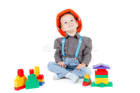 建筑师 建造 帽子 白种人 小孩 狗体 男孩 建筑 建设