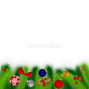 用气球装饰的圣诞树的树枝