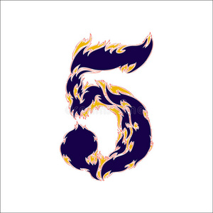 红色字体蓝色数字5在白色背景照片
