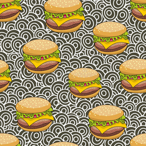 汉堡 快餐 芝士汉堡 插图 美味的 餐厅 营养 汉堡包 食物