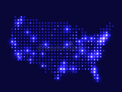 虚线夜间地图美国