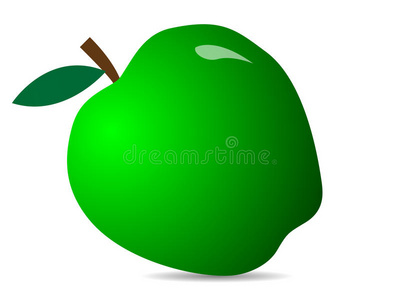 绿色新鲜苹果。 苹果图标的插图。