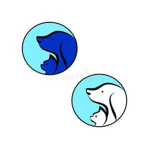 猫和狗在蓝色图标