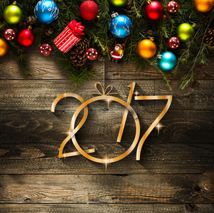 2017年快乐的新年季节背景与圣诞包