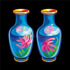 吉祥物收藏两个中国花瓶
