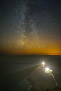 空气 海的 地平线 信标 发光 风景 海岸 黄昏 星际 危险