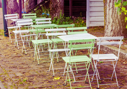 复古的 咖啡馆 家具 院子 旅行 花园 树叶 几个 椅子