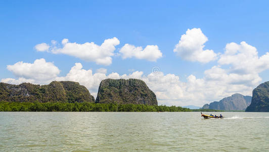 旅游业 海洋 海岸 长的 安达曼 海景 岩溶 自然 泰国