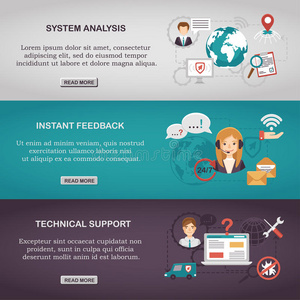 客户服务。 矢量集横幅。