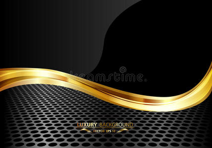金属网上抽象的豪华黑色黄金。