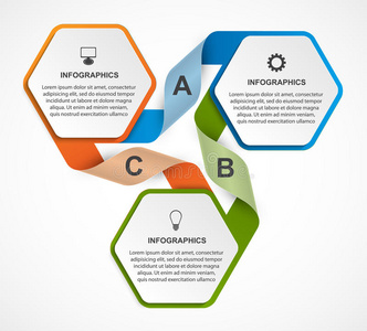抽象六边形业务选项信息图形模板。