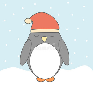 可爱的卡通企鹅在雪插图