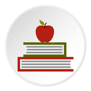 苹果和书籍图标，平面风格