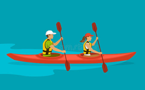 皮划艇卡通图片