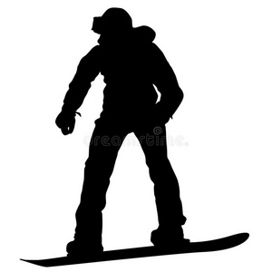 黑色剪影在白色背景上滑雪板。