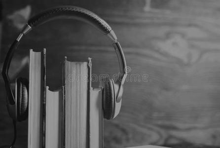 单色 图书馆 音频 信息 耳机 思想 闲暇 头戴式耳机 文学