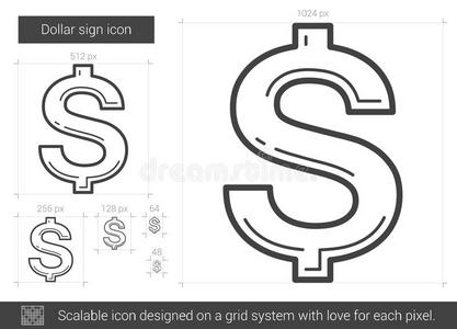 美元标志线图标。