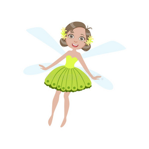 可爱的仙女与蜻蜓翅膀女孩卡通人物