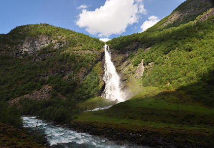 Avdalsfossen，挪威，Jotunheimen国家公园。