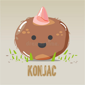 大象山药,斯坦利的水盆或魔芋. 可爱的角色照片