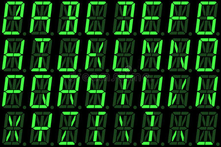 数字字体从大写字母绿色字母数字引导显示