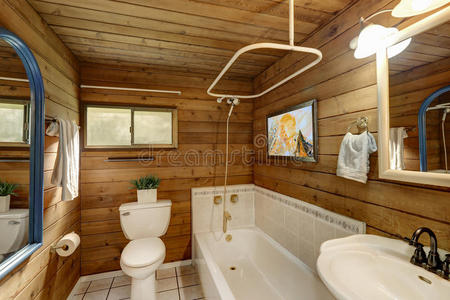 浴室内部豪华木屋。