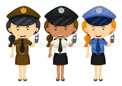 穿着三种不同制服的女警察
