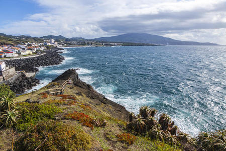 亚速尔群岛 庞塔 海景 风景 群岛 海岸 自然 海滨 葡萄牙语